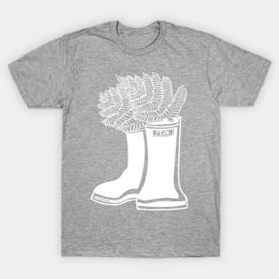 Fern White Lineart Rain Boots T-Shirt